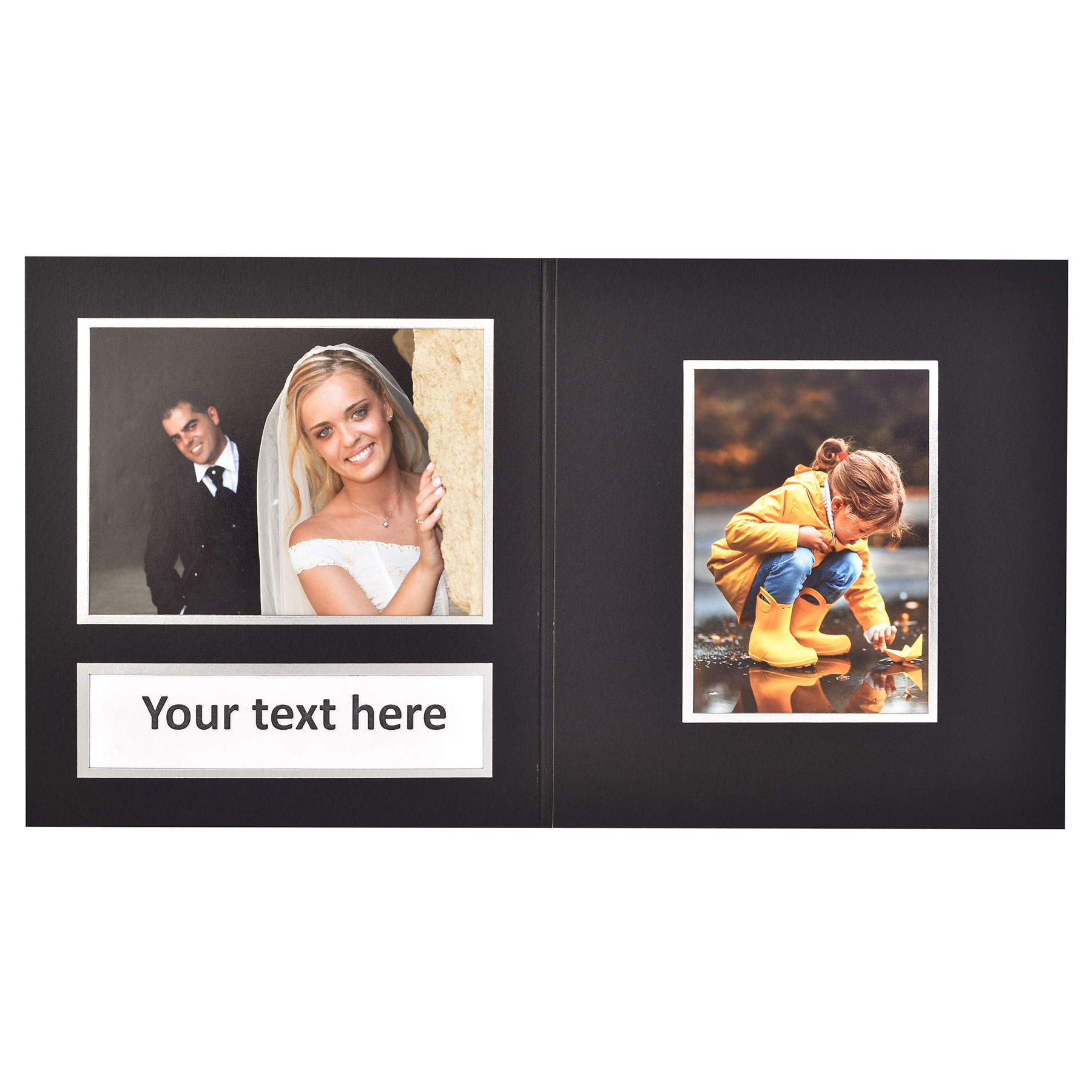 Onyx Photo Folder 8 X 6 7 X 5 Black And Silver With Name Box