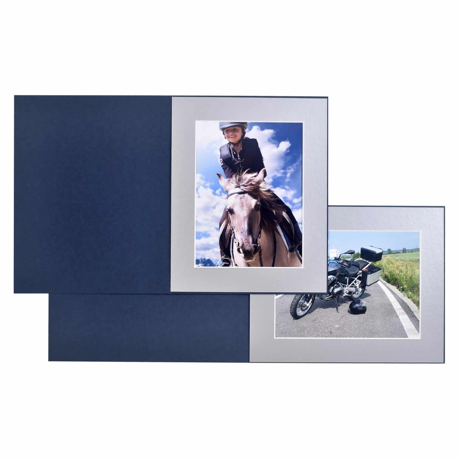Haven Imperial Blue and Silver Bevelled Slipin Photo Folders Maple