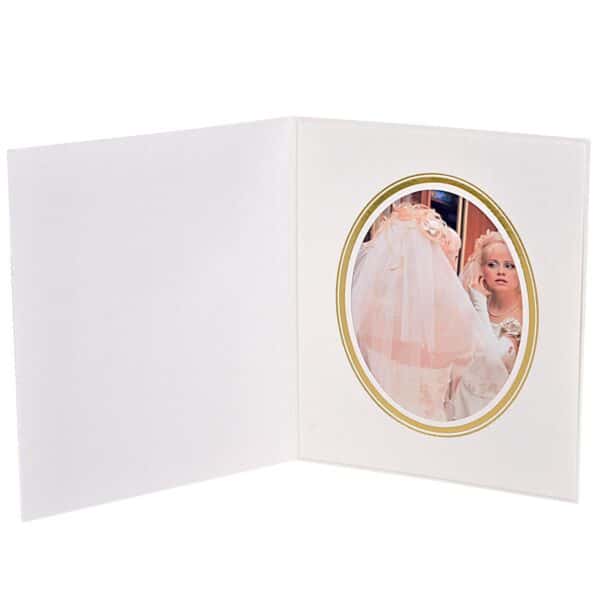 Kenro White and Gold 5" x 4" Oval Slip-in Photo Folder