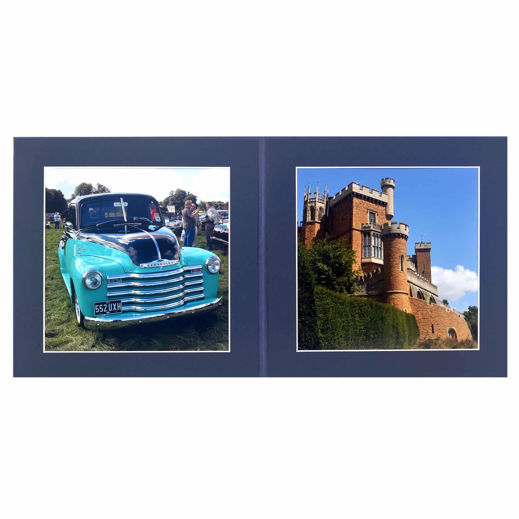 Haven Bevelled 10" x 10" imperial blue Double Folder with 8" x 8" images